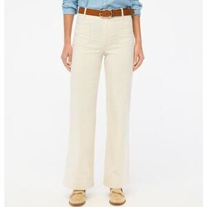 J.Crew Tall Lizzie Hi-Rise Patch Pocket Wide-Leg Pants 35T Off-white Linen Blend